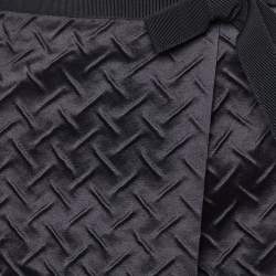 Pre Owned Giorgio Armani Black Patterned Silk Blend Bow Detail Pencil Skirt L