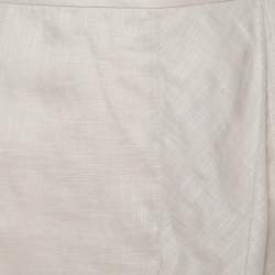 Pre Owned Giorgio Armani Light Pink Cotton & Linen Midi Skirt L