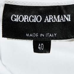 Giorgio Armani White Cotton Ruffle Neck Sleeveless Top S