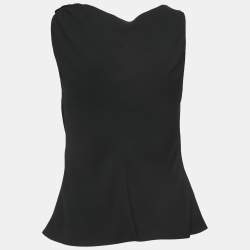 Pre Owned Giorgio Armani Black Silk Sleeveless Cowl Neck Top M