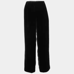 Pre Owned Giorgio Armani Black Velvet Straight Leg Pants M