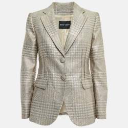 Pre Owned Giorgio Armani Metallic Jacquard  Single Breasted Blazer M