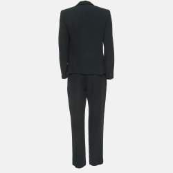 Pre Owned Giorgio Armani Vintage Black Knit Textured Suit S