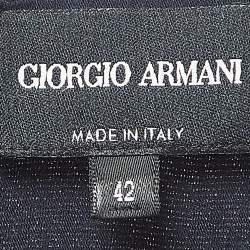 Pre Owned Giorgio Armani Navy Blue Silk Kimono Sleeve Blouse M