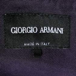 Pre Owned Giorgio Armani Purple Floral Print Mesh Overlay Trousers S