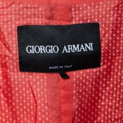 Giorgio Armani Blue/White Textured Cotton Zip Up Jacket M
