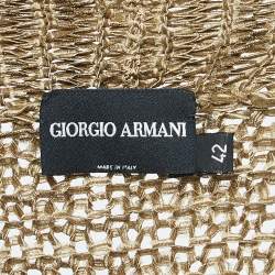 Giorgio Armani Beige Silk Knit Open Front Fringed Cardigan M