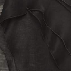 Pre Owned Giorgio Armani Black Silk Organza Pleated One Shoulder Top S