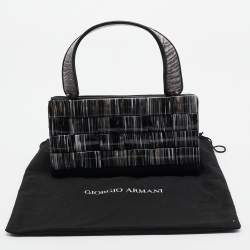 Pre Owned Giorgio Armani Black/Multicolor Acrylic and Alligator Pochette