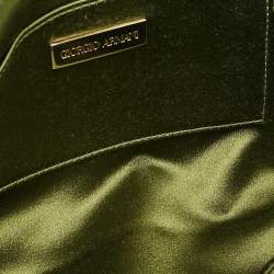 Pre Owned Giorgio Armani Olive Green Satin Floral Applique Tassel Bag