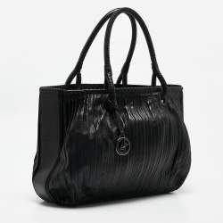 Giorgio Armani Black Pleated Leather Tote