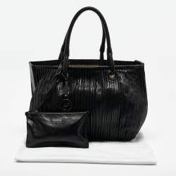 Giorgio Armani Black Pleated Leather Tote
