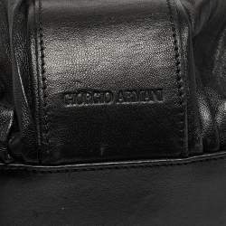 Giorgio Armani Black Pleated Leather Tote