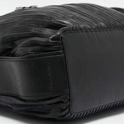 Giorgio Armani Black Pleated Leather Tote