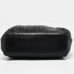 Giorgio Armani Black Pleated Leather Tote