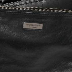Giorgio Armani Black Pleated Leather Tote
