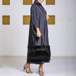 Giorgio Armani Black Pleated Leather Tote