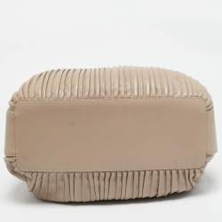Giorgio Armani Beige Leather Pleated Hobo