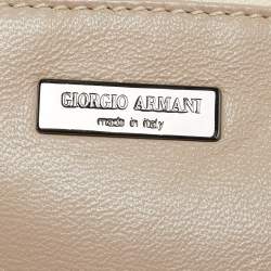 Giorgio Armani Beige Leather Pleated Hobo