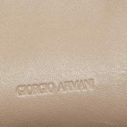 Giorgio Armani Beige Leather Pleated Hobo