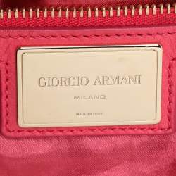 Giorgio Armani Pink Snake Print Nylon Drawstring Shoulder Bag