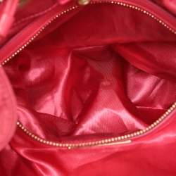 Giorgio Armani Pink Snake Print Nylon Drawstring Shoulder Bag