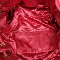 Giorgio Armani Pink Snake Print Nylon Drawstring Shoulder Bag