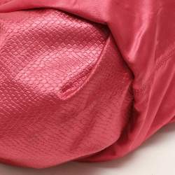 Giorgio Armani Pink Snake Print Nylon Drawstring Shoulder Bag