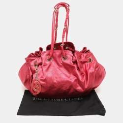 Giorgio Armani Pink Snake Print Nylon Drawstring Shoulder Bag
