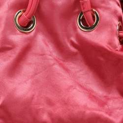 Giorgio Armani Pink Snake Print Nylon Drawstring Shoulder Bag