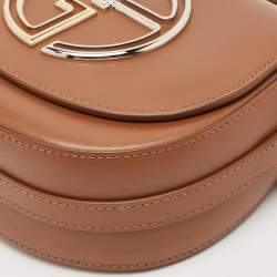 Giorgio Armani Brown Leather Logo Flap Shoulder Bag