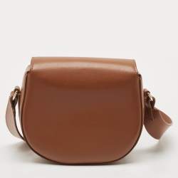 Giorgio Armani Brown Leather Logo Flap Shoulder Bag