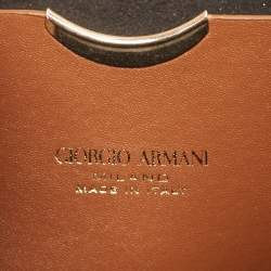 Giorgio Armani Brown Leather Logo Flap Shoulder Bag