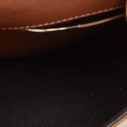 Giorgio Armani Brown Leather Logo Flap Shoulder Bag