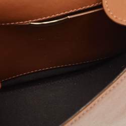 Giorgio Armani Brown Leather Logo Flap Shoulder Bag