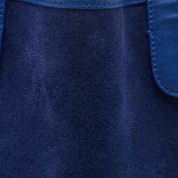 Pre Owned Giorgio Armani Blue Suede and Leather Shopper Tote