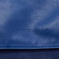 Pre Owned Giorgio Armani Blue Suede and Leather Shopper Tote