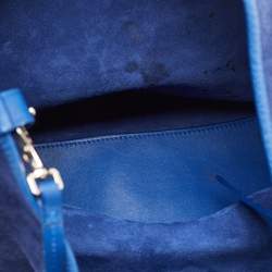 Pre Owned Giorgio Armani Blue Suede and Leather Shopper Tote