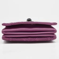 Giorgio Armani Fuchsia Textured Leather Flap Chain Bag