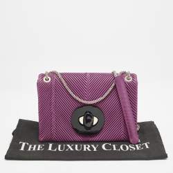 Giorgio Armani Fuchsia Textured Leather Flap Chain Bag