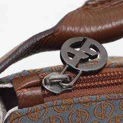 Giorgio Armani Brown/Grey Signature Canvas and Leather Hobo