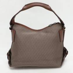 Giorgio Armani Brown/Grey Signature Canvas and Leather Hobo