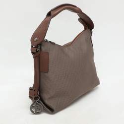 Giorgio Armani Brown/Grey Signature Canvas and Leather Hobo