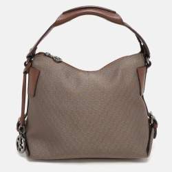 Giorgio Armani Brown/Grey Signature Canvas and Leather Hobo