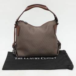 Giorgio Armani Brown/Grey Signature Canvas and Leather Hobo