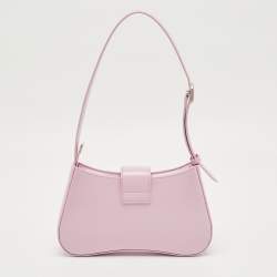 Pre Owned Giorgio Armani Pink Patent Leather Logo Flap Shoulder Bag