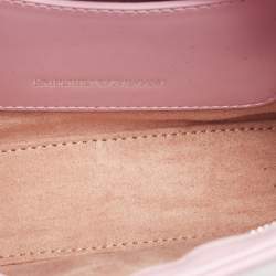 Pre Owned Giorgio Armani Pink Patent Leather Logo Flap Shoulder Bag