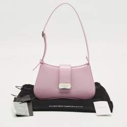 Pre Owned Giorgio Armani Pink Patent Leather Logo Flap Shoulder Bag