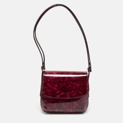 Pre Owned Giorgio Armani La Prima Pink Tortoise Print Patent Leather Hobo