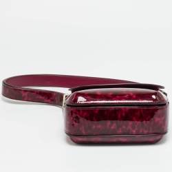 Pre Owned Giorgio Armani La Prima Pink Tortoise Print Patent Leather Hobo